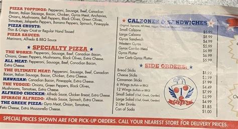 Another highlight on the menu is the fries. . Eagle one pizza harrah menu